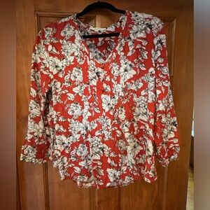 Popover shirt, red/white floral, L